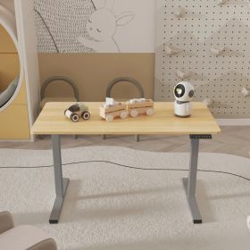 Electric Standing Desk Adjustable Height Desk Home Office Computer Workstation Sit Stand Up Desk,grey Frame - Maple Top