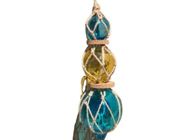 Golden Horizon Trio Glass Ball Fishing Floats with Brown Netting Decoration 11""