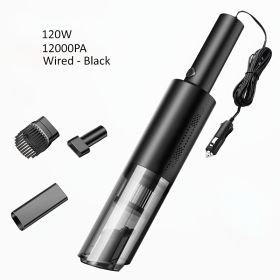 Home Car Vacuum Cleaner, 120W 12000Pa Rechargeable Handheld Black Wired Charging Multi-function Cleaning Accessories For Car Interior Home