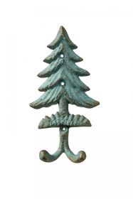 Antique Bronze Cast Iron Pine Tree Decorative Metal Wall Hooks 6.5""