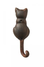 Rustic Copper Cast Iron Cat Tail Decorative Metal Wall Hook 7""