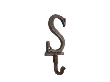 Rustic Copper Cast Iron Letter S Alphabet Wall Hook 6""