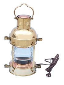 Solid Brass Anchor Electric Lantern 15""