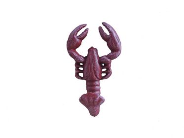 Vintage Red Whitewashed Cast Iron Wall Mounted Lobster Hook 5""