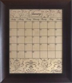 Dry Erase Calendar Board Framed Brown Large Mocha