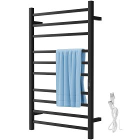 VEVOR Heated Towel Rack, 10 Bars Design, Powder Coated Stainless Steel Electric Towel Warmer with Built-in Timer, Wall-Mounted for Bathroom