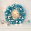 Maritown 24 Inch Blue Christmas Wreaths For Front Door Artificial Christmas Wreath Decorated With Christmas Ball Ornaments Xmas Ornament Wreath For Ho