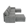 [VIDEO provided][New]115*58" Chenille Modular Sectional Sofa,U Shaped Reversible Couch,Free Combination,6 Seat Sleeper Sofa Bed with Ottoman