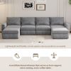[VIDEO provided][New]115*58" Chenille Modular Sectional Sofa,U Shaped Reversible Couch,Free Combination,6 Seat Sleeper Sofa Bed with Ottoman