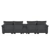 [VIDEO provided][New]123*55" Modern U-shaped Sofa with Console,Cupholders and USB Ports,6-seat Upholstered Symmetrical Indoor Furniture