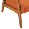 Solid Wood Armrest Teddy Velvet Simple Single Indoor Lounge Chair Backrest Burnt Orange