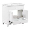 30" Bathroom Vanity with Sink; Bathroom Cabinet with Two Doors and One Drawer; White
