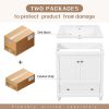 30" Bathroom Vanity with Sink; Combo; Cabinet with Doors and Drawer; Solid Frame and MDF Board; White