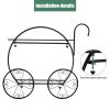 Paint With Handle Cart Shape 2 Layer Plant Stand Black