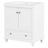 30" Bathroom Vanity with Sink; Combo; Cabinet with Doors and Drawer; Solid Frame and MDF Board; White