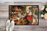 Cookies with Santa Claus Doormat Front Door Mat Indoor Outdoor Rugs for Entryway, Non Slip Washable Low Pile, 24H X 36W