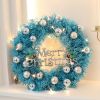 Maritown 24 Inch Blue Christmas Wreaths For Front Door Artificial Christmas Wreath Decorated With Christmas Ball Ornaments Xmas Ornament Wreath For Ho