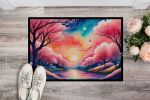 Cherry Blossom in Color Doormat Front Door Mat Indoor Outdoor Rugs for Entryway, Non Slip Washable Low Pile, 24H X 36W
