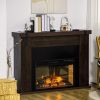 HOMCOM 35" Electric Fireplace with Mantel, 1400W Freestanding Fireplace Heater with Remote Control, Overheat Protection, Timer, Brown