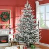 HOMCOM 8 Foot Pine Snow Flocked Artificial Christmas Tree with 1479 Realistic Cedar Branches, Auto Open, Home Holiday Decoration, Green