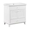 30" Bathroom Vanity with Sink; Bathroom Cabinet with Two Doors and One Drawer; White
