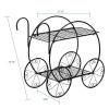Paint With Handle Cart Shape 2 Layer Plant Stand Black