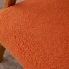 Solid Wood Armrest Teddy Velvet Simple Single Indoor Lounge Chair Backrest Burnt Orange