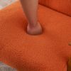 Solid Wood Armrest Teddy Velvet Simple Single Indoor Lounge Chair Backrest Burnt Orange