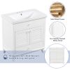 30" Bathroom Vanity with Sink; Bathroom Cabinet with Two Doors and One Drawer; White