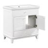 30" Bathroom Vanity with Sink; Bathroom Cabinet with Two Doors and One Drawer; White
