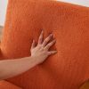 Solid Wood Armrest Teddy Velvet Simple Single Indoor Lounge Chair Backrest Burnt Orange