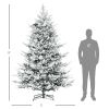 HOMCOM 8 Foot Pine Snow Flocked Artificial Christmas Tree with 1479 Realistic Cedar Branches, Auto Open, Home Holiday Decoration, Green