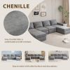 [VIDEO provided][New]115*58" Chenille Modular Sectional Sofa,U Shaped Reversible Couch,Free Combination,6 Seat Sleeper Sofa Bed with Ottoman