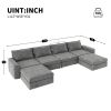 [VIDEO provided][New]115*58" Chenille Modular Sectional Sofa,U Shaped Reversible Couch,Free Combination,6 Seat Sleeper Sofa Bed with Ottoman