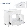 30" Bathroom Vanity with Sink; Bathroom Cabinet with Two Doors and One Drawer; White