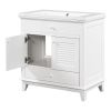 30" Bathroom Vanity with Sink; Bathroom Cabinet with Two Doors and One Drawer; White