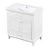 30" Bathroom Vanity with Sink; Bathroom Cabinet with Two Doors and One Drawer; White