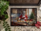 English Bulldog Christmas Cookies Doormat Front Door Mat Indoor Outdoor Rugs for Entryway, Non Slip Washable Low Pile, 24H X 36W