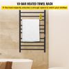 VEVOR Heated Towel Rack, 10 Bars Design, Powder Coated Stainless Steel Electric Towel Warmer with Built-in Timer, Wall-Mounted for Bathroom