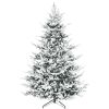 HOMCOM 8 Foot Pine Snow Flocked Artificial Christmas Tree with 1479 Realistic Cedar Branches, Auto Open, Home Holiday Decoration, Green