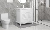 30" Bathroom Vanity with Sink; Bathroom Cabinet with Two Doors and One Drawer; White