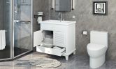 30" Bathroom Vanity with Sink; Bathroom Cabinet with Two Doors and One Drawer; White