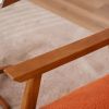 Solid Wood Armrest Teddy Velvet Simple Single Indoor Lounge Chair Backrest Burnt Orange
