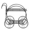 Paint With Handle Cart Shape 2 Layer Plant Stand Black