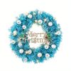 Maritown 24 Inch Blue Christmas Wreaths For Front Door Artificial Christmas Wreath Decorated With Christmas Ball Ornaments Xmas Ornament Wreath For Ho