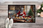 English Bulldog Christmas Cookies Doormat Front Door Mat Indoor Outdoor Rugs for Entryway, Non Slip Washable Low Pile, 24H X 36W