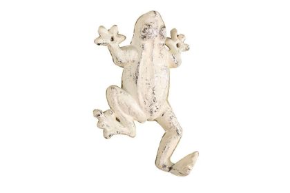 Whitewashed Cast Iron Frog Hook 6""