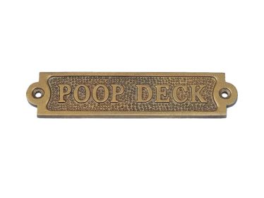 Antique Brass Poop Deck Sign 6""