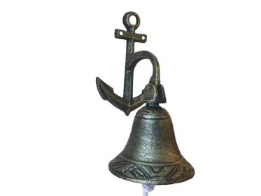 Rustic Gold Cast Iron Wall Hanging Anchor Bell 8""