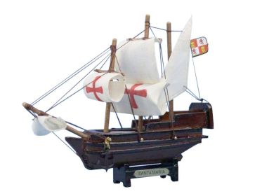 Wooden Santa Maria Tall Model Ship 7""